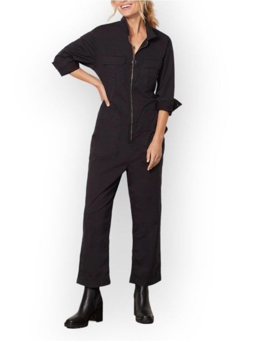 NWOT Pistola Olivia Jumpsuit Long Sleeve Crop in Fade to Black size XS